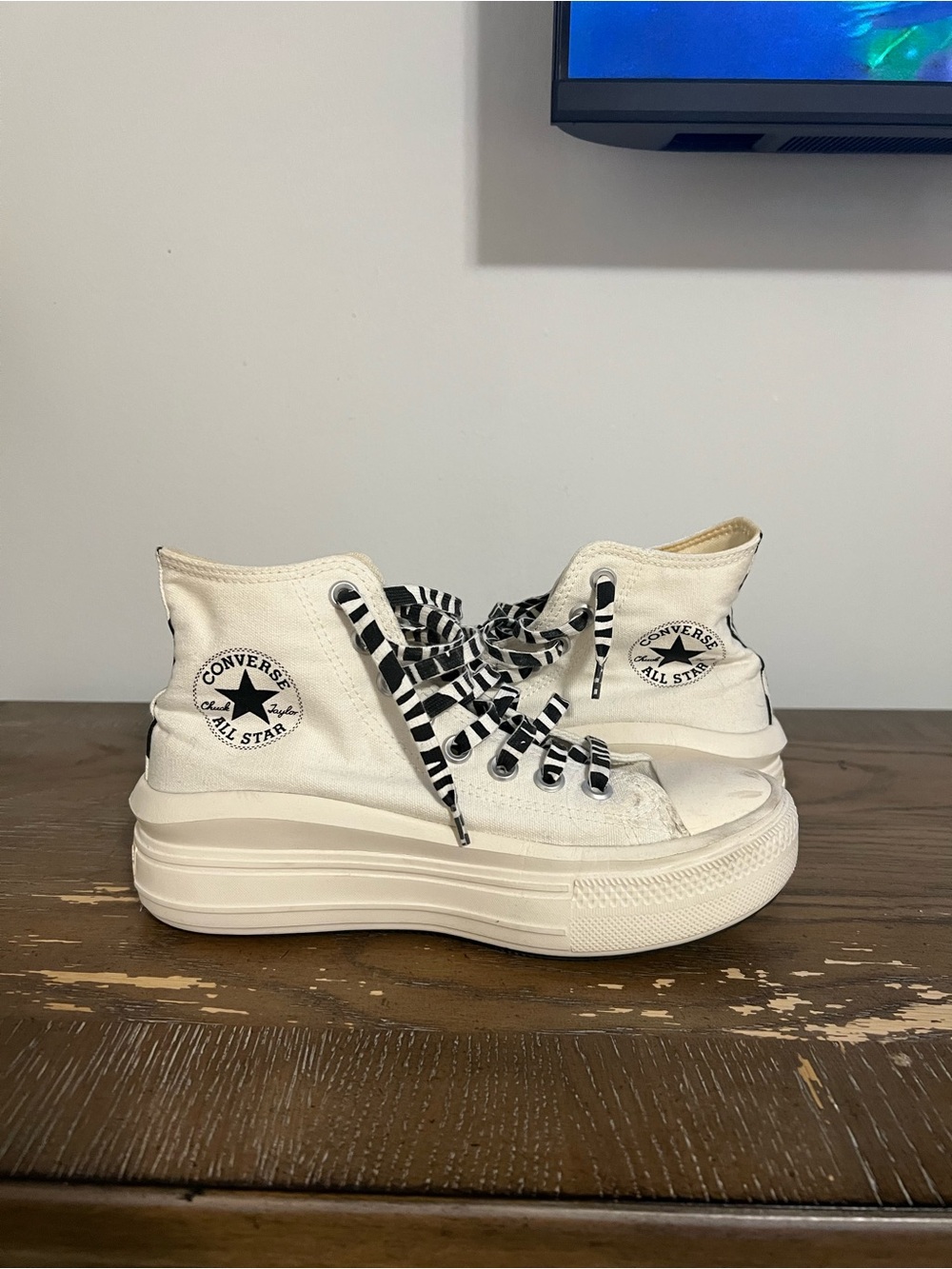 Converse Platform High-Top Sneakers in White with Black Accents